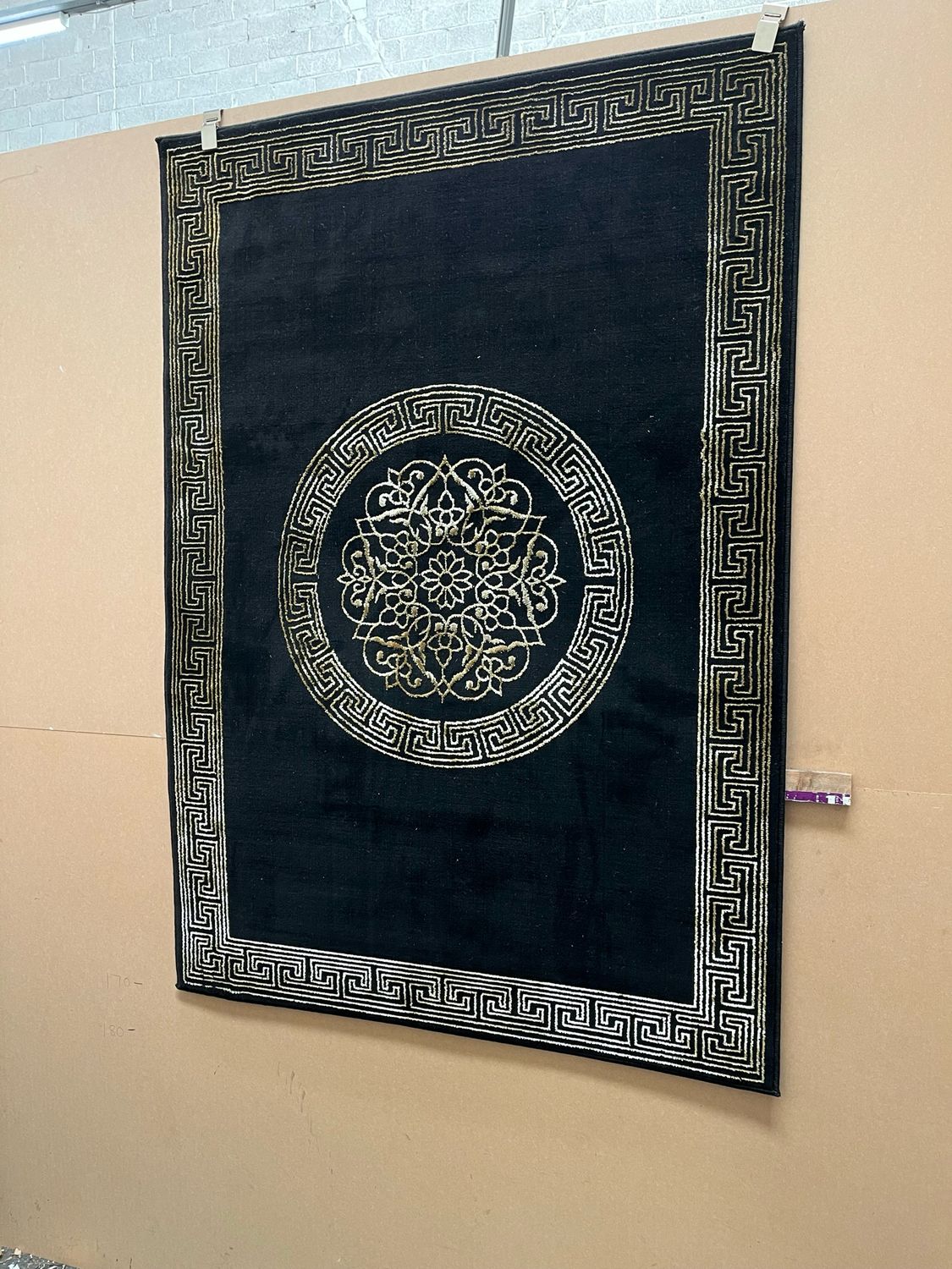 Black & Gold Patterned Rug 170cm X 120cm (169)