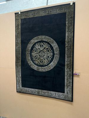 Black & Gold Patterned Rug 170cm X 120cm (169)