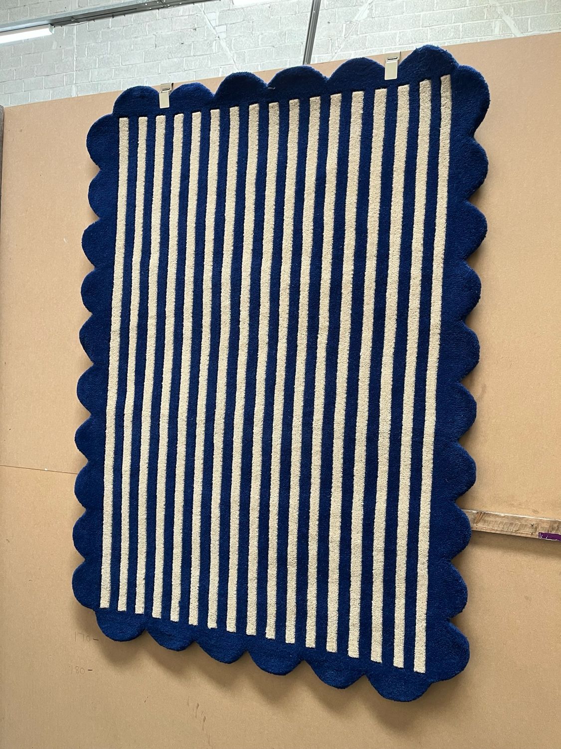 Blue & White Striped Rug 170cm X 120cm (180)