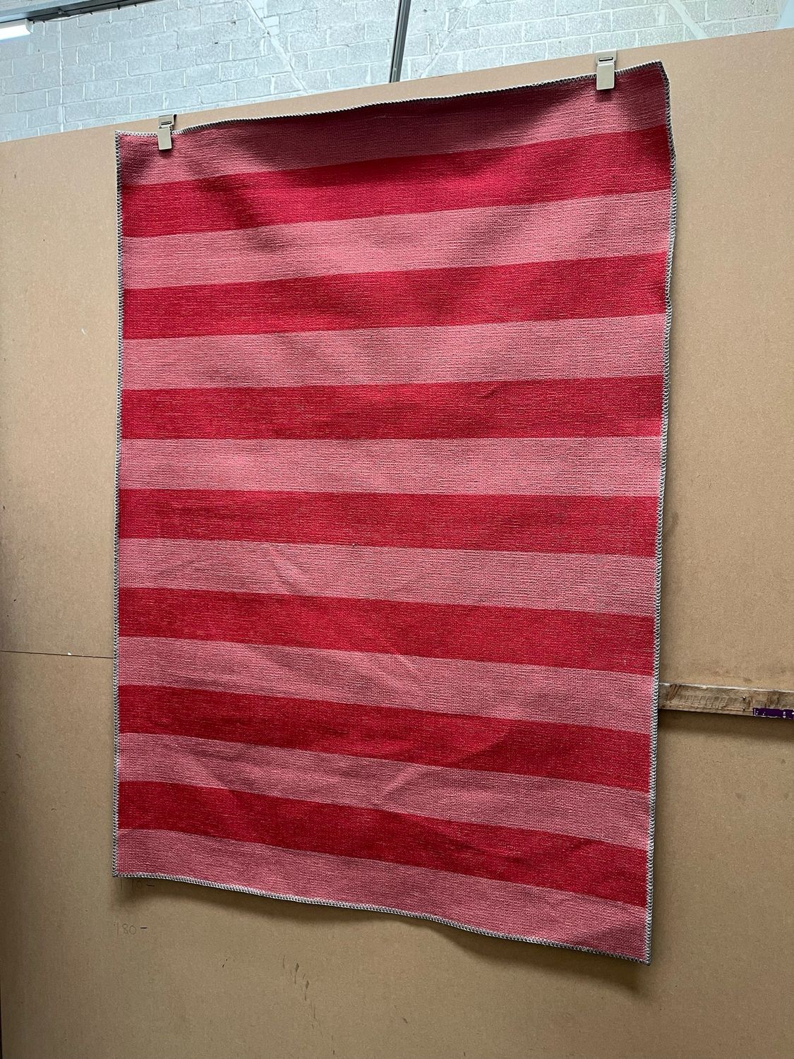 Red & Pink Striped Rug 170cm X 120cm (184)