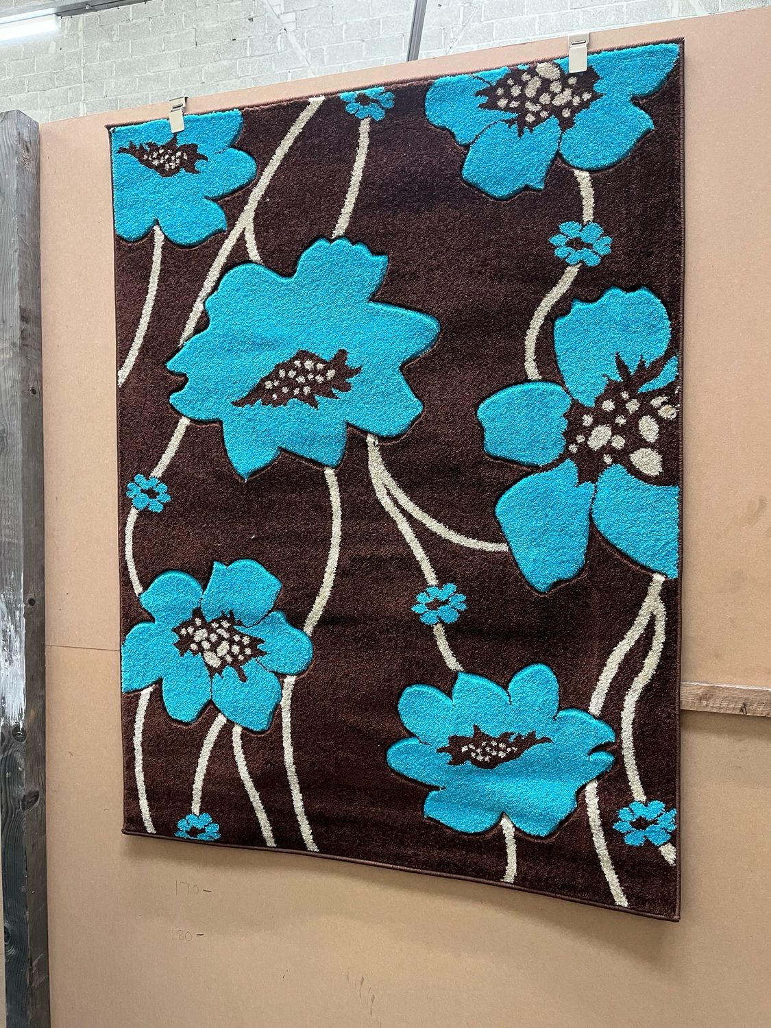 Brown & Blue Floral Rug 160cm X 120cm (200)