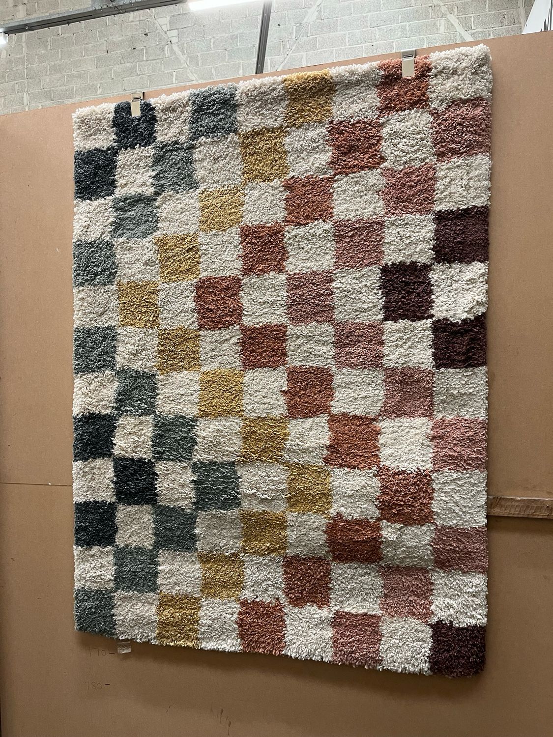 Multicoloured Square Design Rug 170cm X 120cm (197)