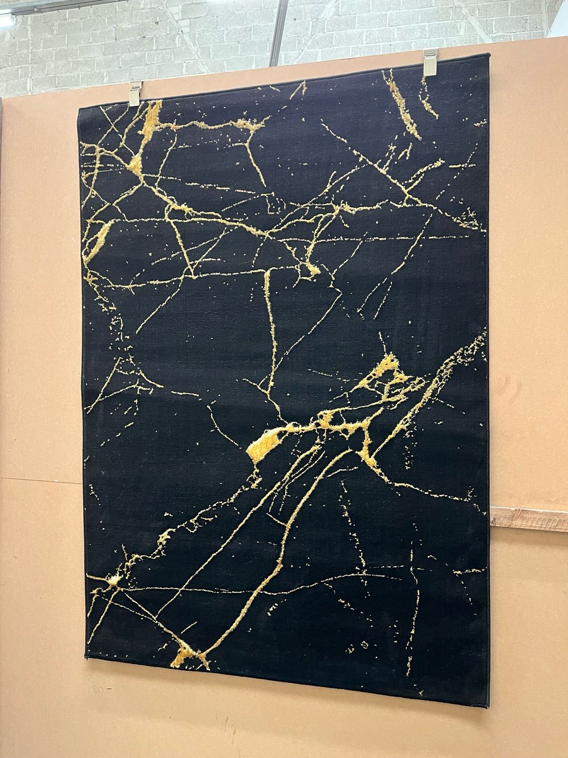 Black & Gold Patterned Rug 170cm X 120cm (219)