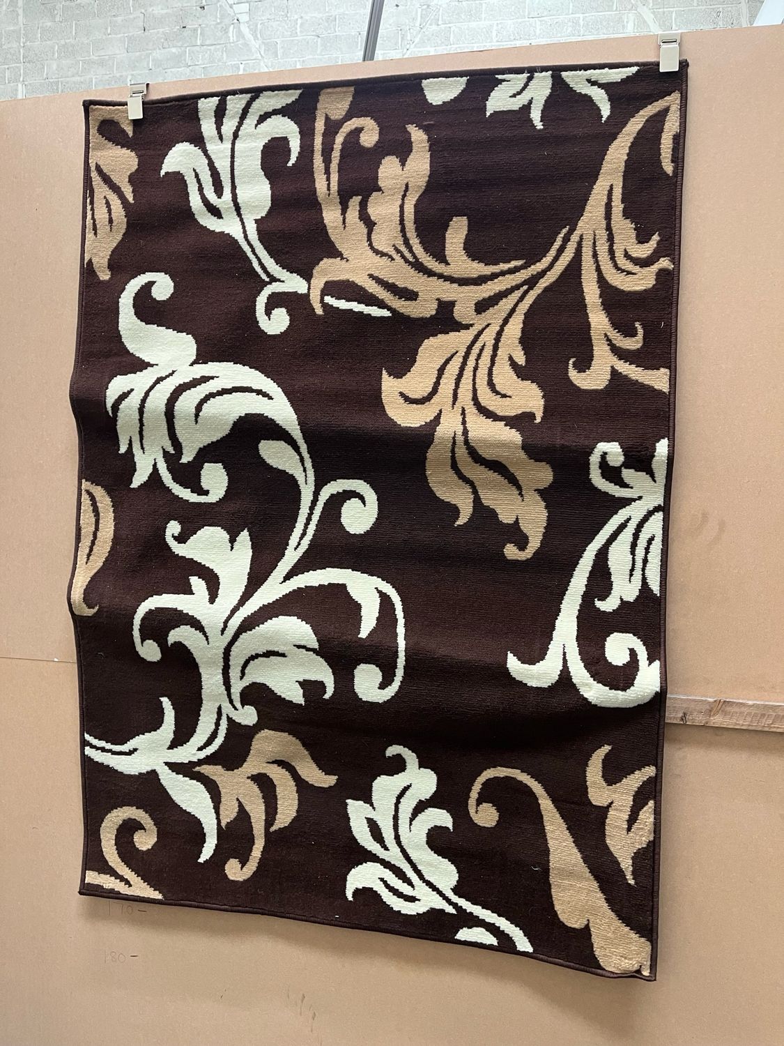 Brown & Cream Floral Design Rug 170cm X 120cm (247)