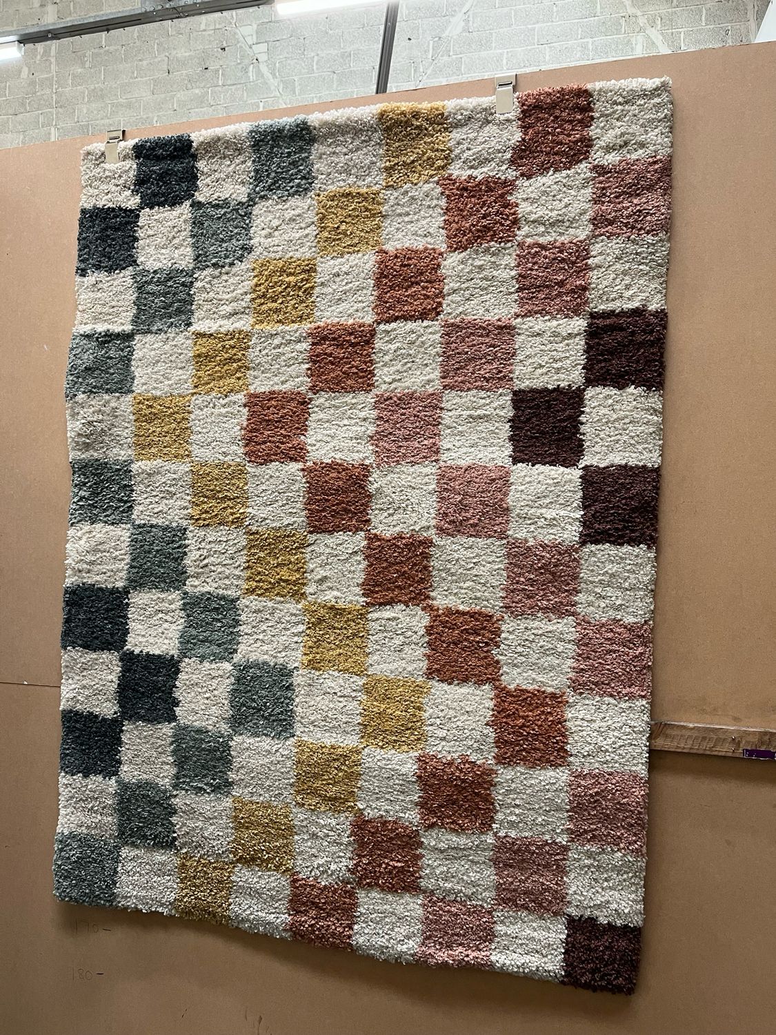 Multicoloured Square Design Rug 170cm X 120cm (228)