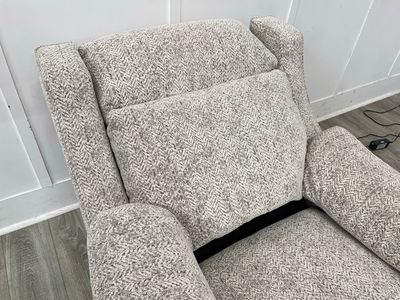 Parker Knoll Arizona Power Reclining Armchair With Adjustable Lumbar/headrest & Heat Function In Beige Fabric