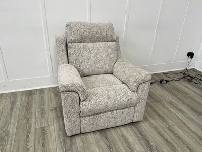 Parker Knoll Arizona Power Reclining Armchair With Adjustable Lumbar/headrest & Heat Function In Beige Fabric