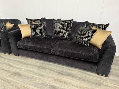 Bellissimo 4 Seat Scatter Back Sofa In Black Fabric