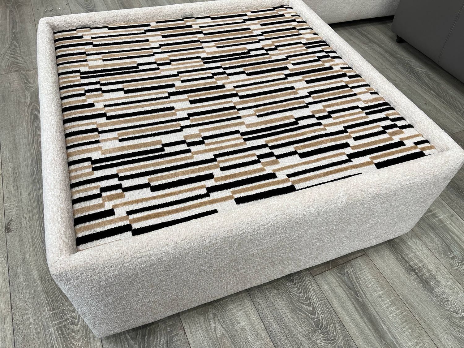 Natural & Patterned Large Footstool