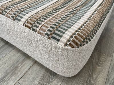 Patterned & Natural Fabric Rectangular Stool
