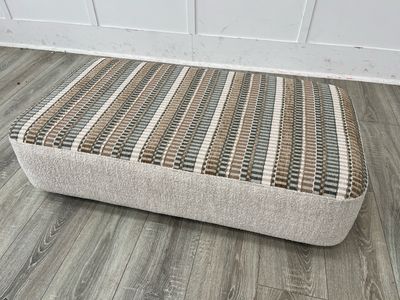Patterned & Natural Fabric Rectangular Stool