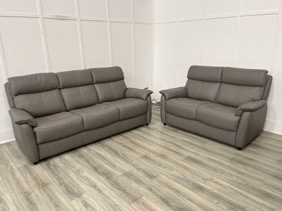Albury 3 & 2 Seat Sofas In Grey Leather