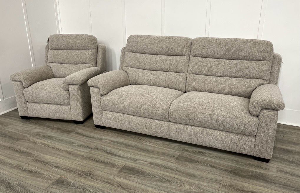 Raven 3 Seat Sofa & Armchair In Natural Fabric