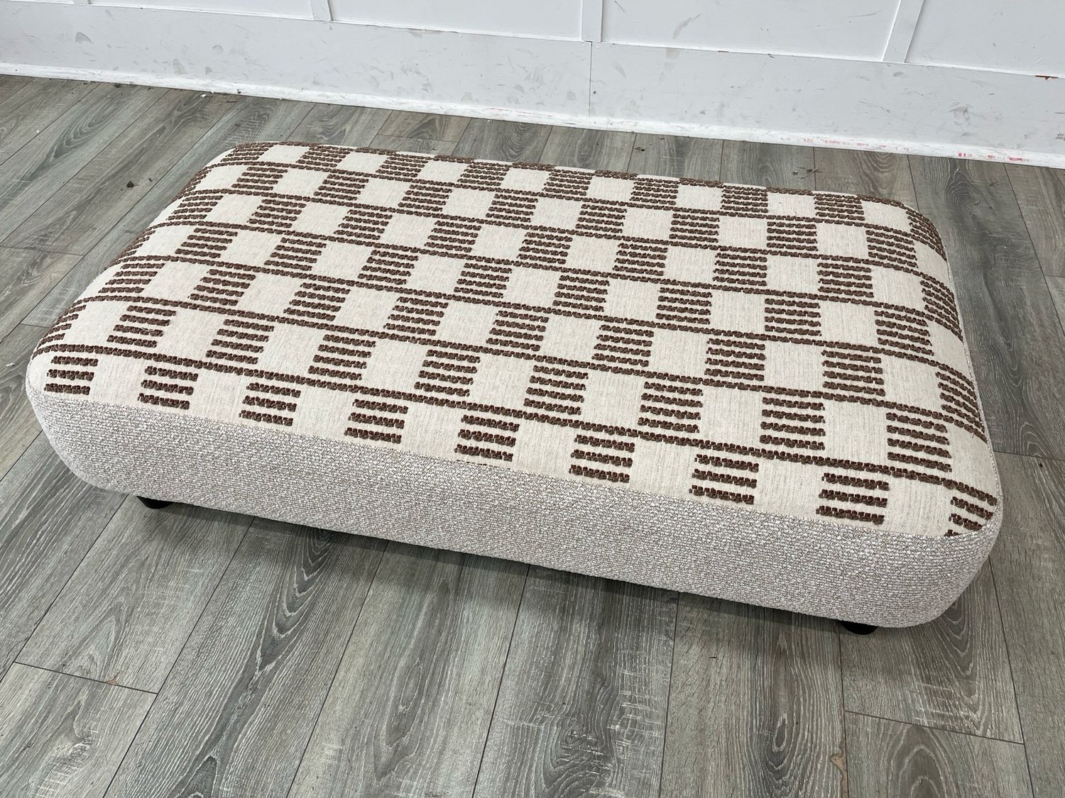 Natural & Square Patterned Rectangular Stool