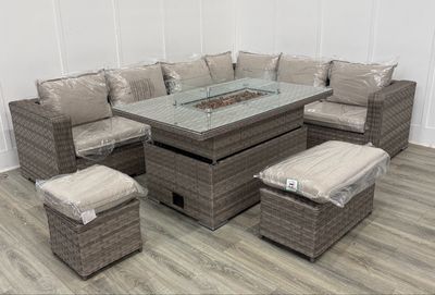 Ennerdale Outdoor Corner Sofa & Fire pit & 2 Stools