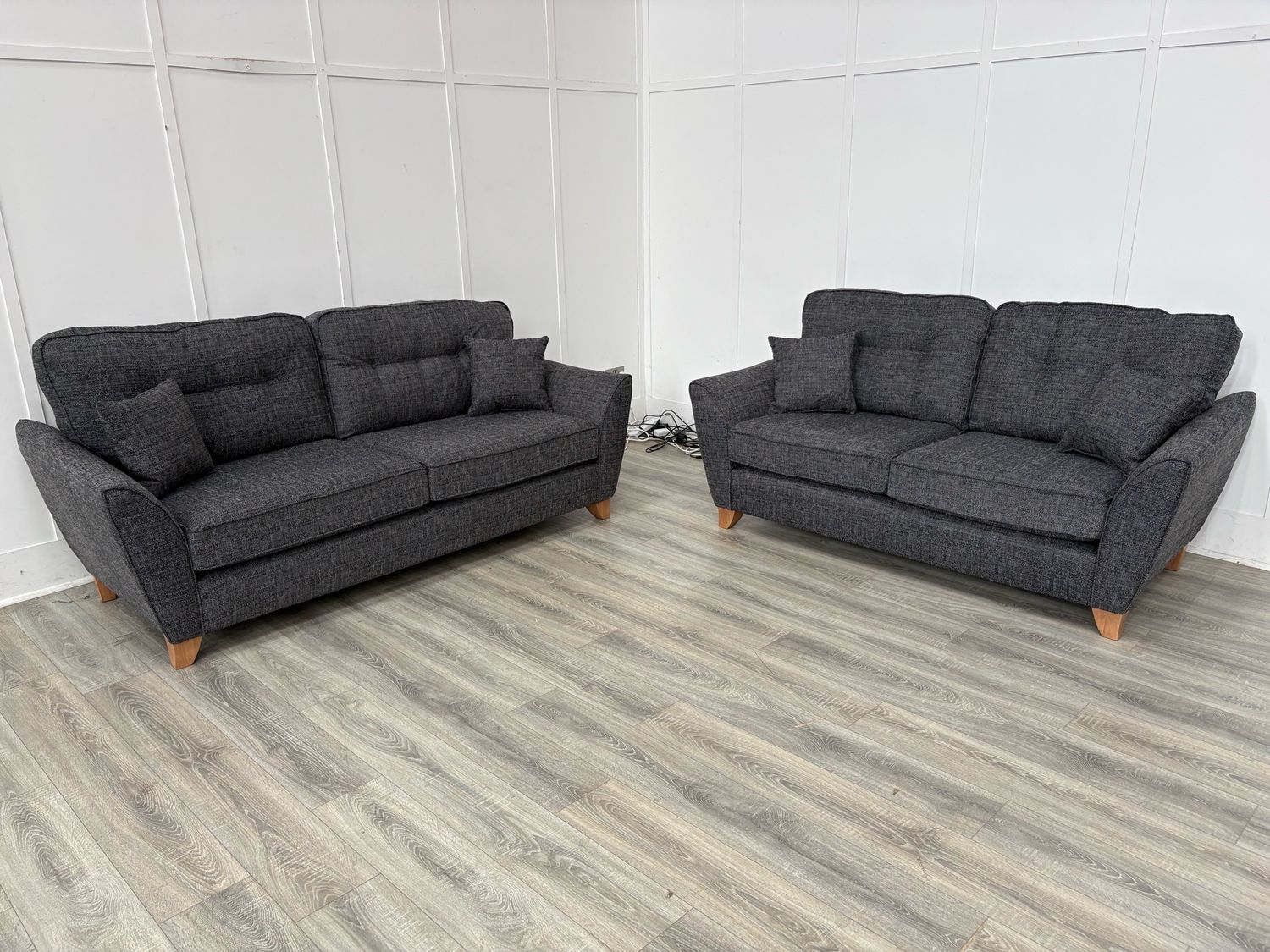 Ashley 3 & 2 Seat Sofas In Charcoal Fabric