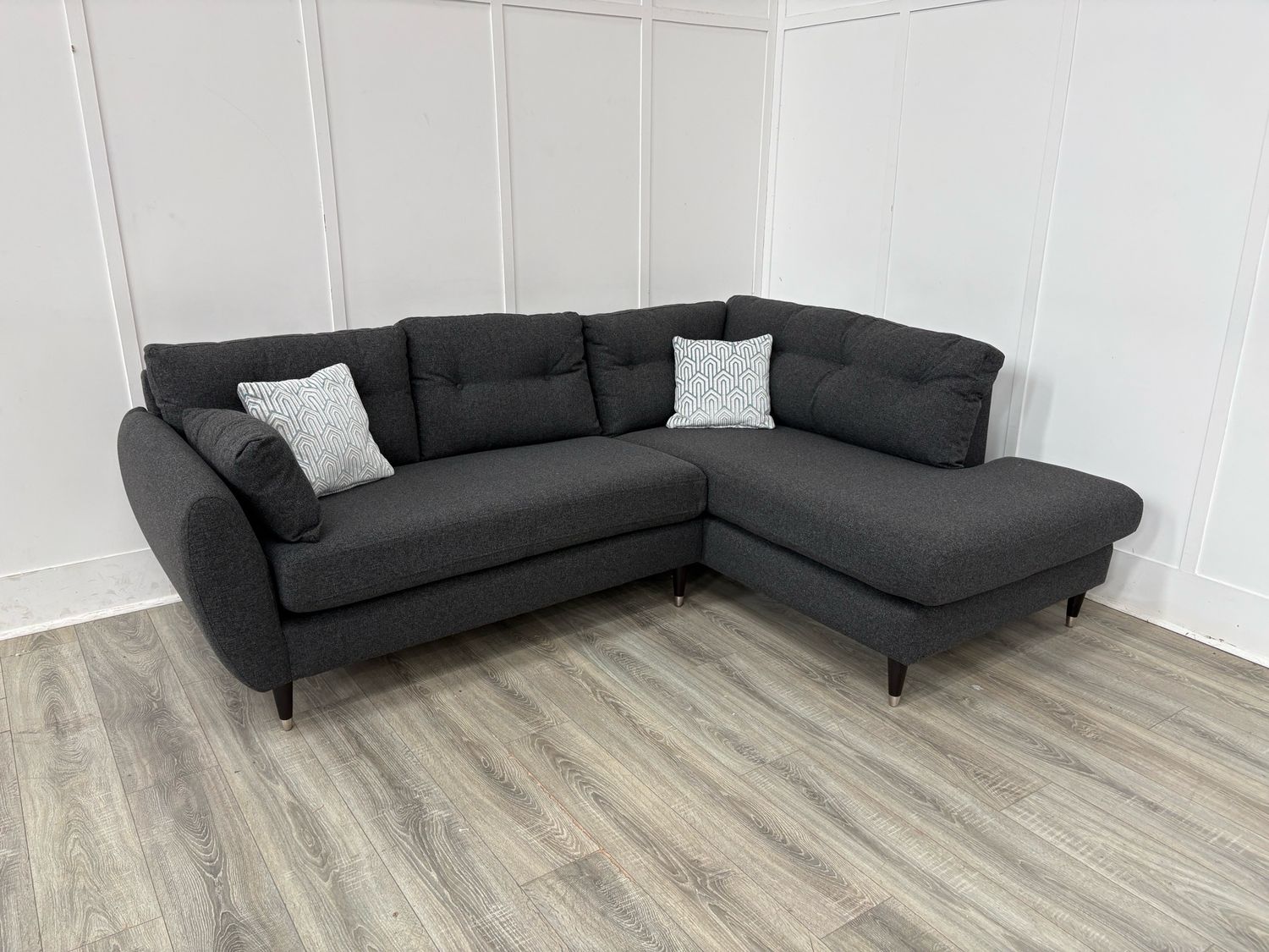 Wilson Medium Corner Chaise Sofa In Charcoal Fabric