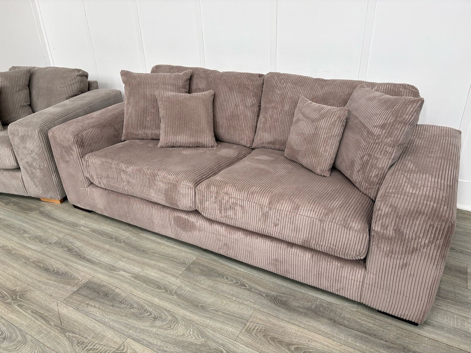 Famous Store 3 Seat Sofa In Brown Cord Fabric