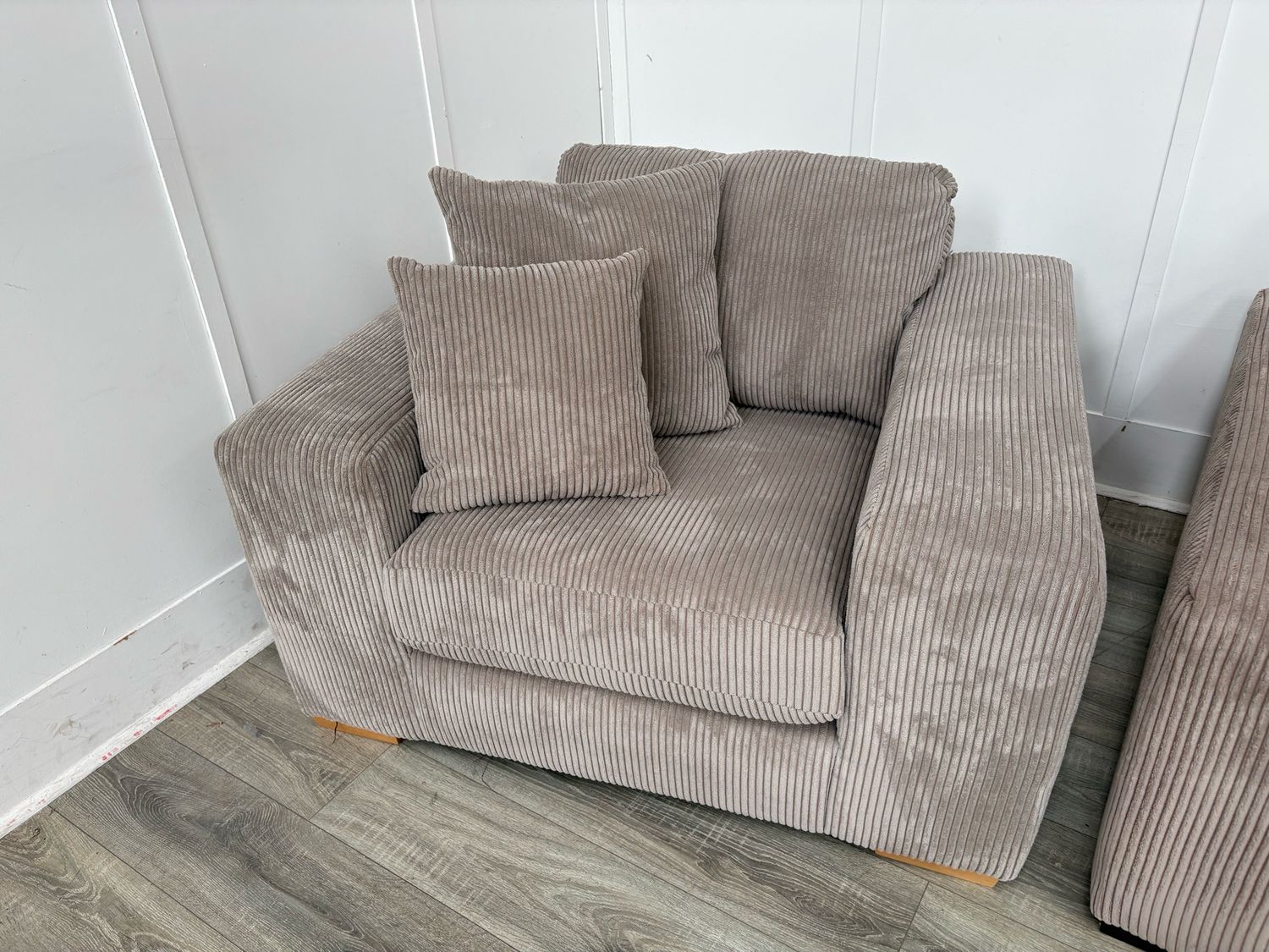 Famous Store Armchair In Light Brown Cord Fabric