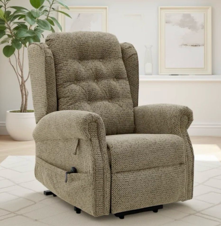 Sienna Lift & Rise Beige Fabric Reclining Armchair