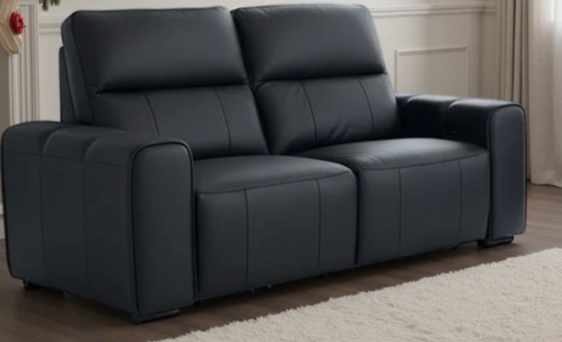 Bellagio 2 Seat Power Reclining Sofa In Black Leather