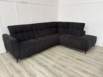Livorno 1 x Power Reclining Corner Chaise Sofa In Black Fabric