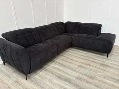 Livorno 1 x Power Reclining Corner Chaise Sofa In Black Fabric