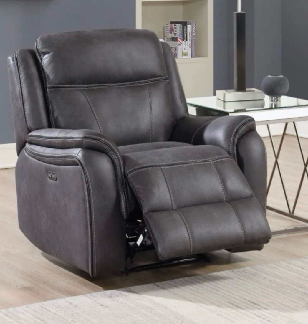 Phoenix Power Reclining Armchair In Grey Fabric