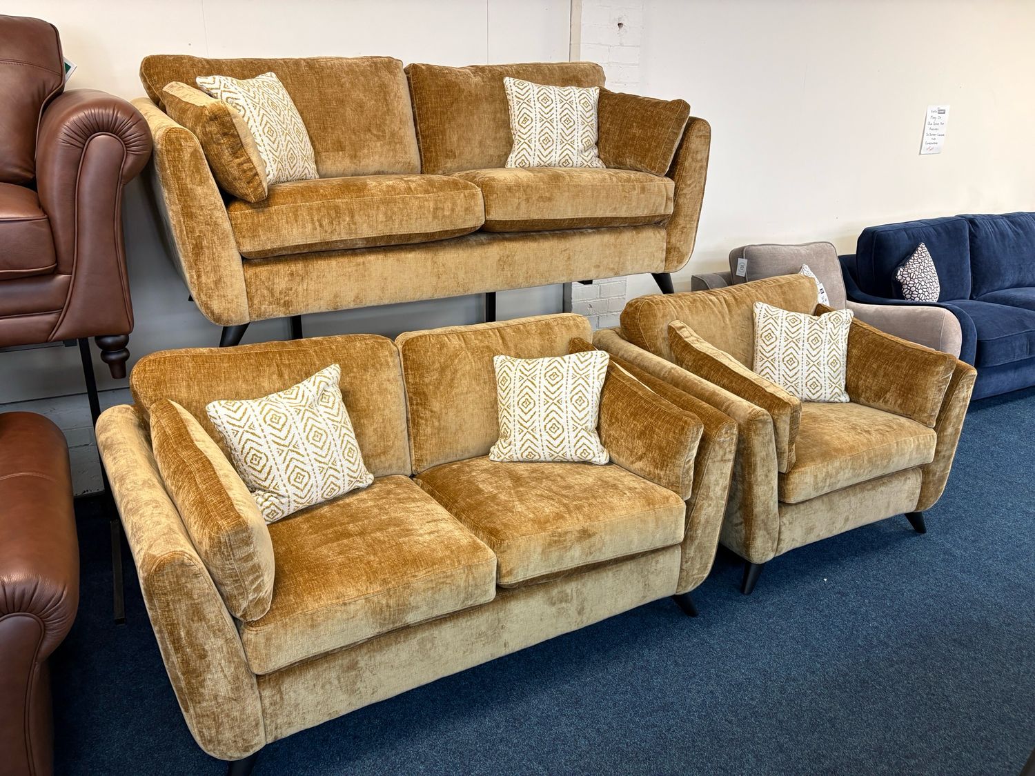 Hamlet 3 & 2 Seat Sofas & Armchair In Yellow Fabric