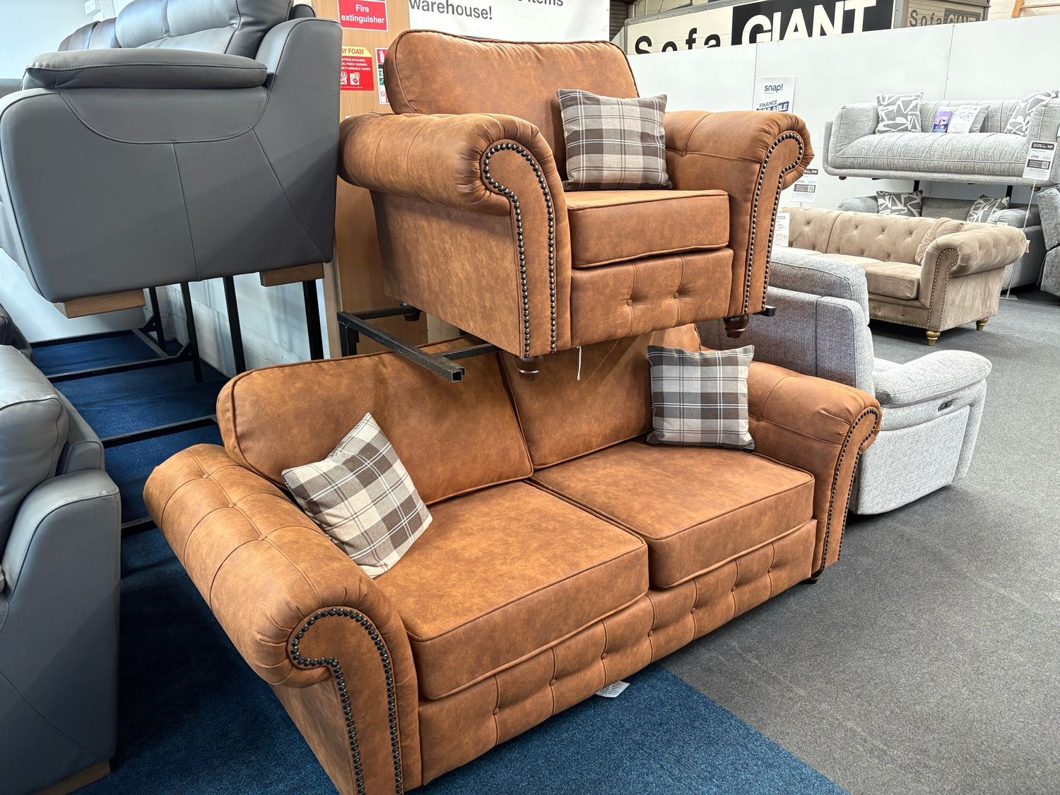 Berkeley 3 Seat Sofa & Armchair In Tan Fabric
