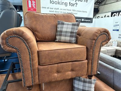 Berkeley 3 Seat Sofa & Armchair In Tan Fabric
