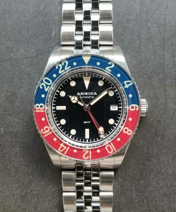 Armida A9 GMT  black blue/red bezel