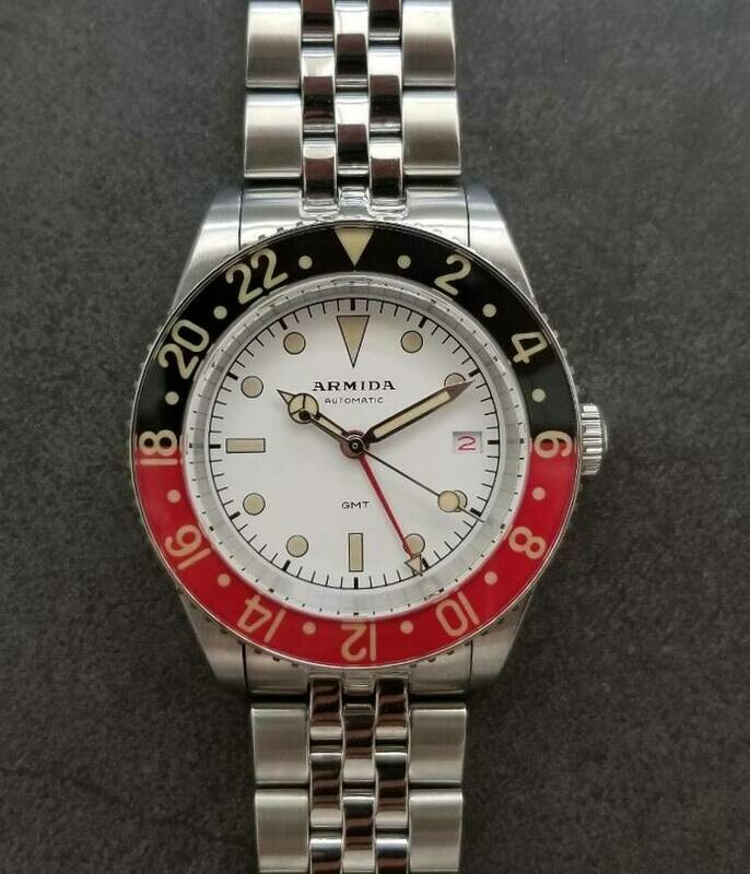 Armida A9 GMT  white black/red bezel