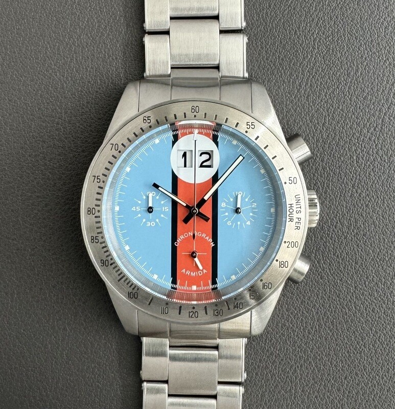 Armida A10 blue dial steel bezel
