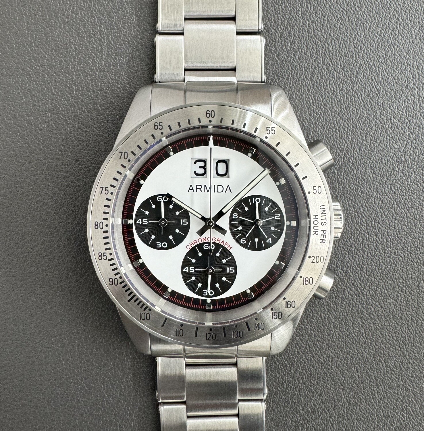 Armida A10 white dial steel bezel