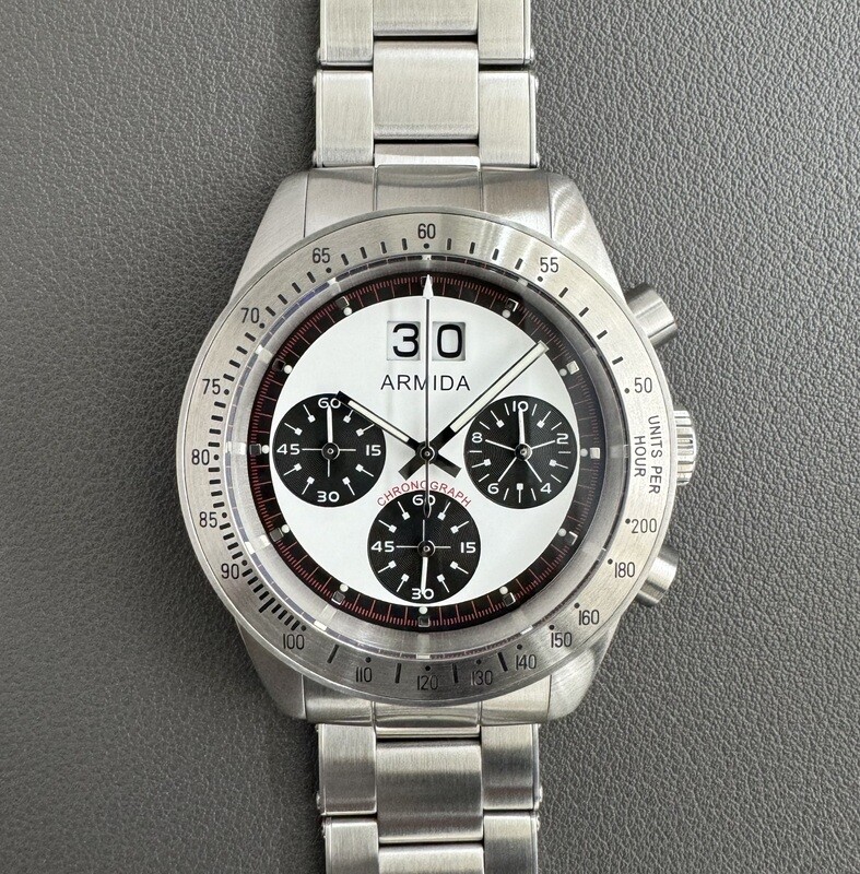 Armida A10 white dial steel bezel