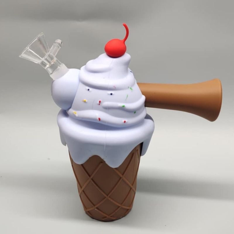 Silicone Ice Cream Cone Water Pipe - Blue