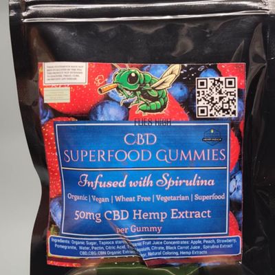 Flies High 50MG CBD Superfood Gummies Infused with Spirulina