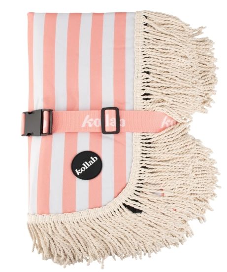 Fringed Medium Picnic Mat Coral Stripe