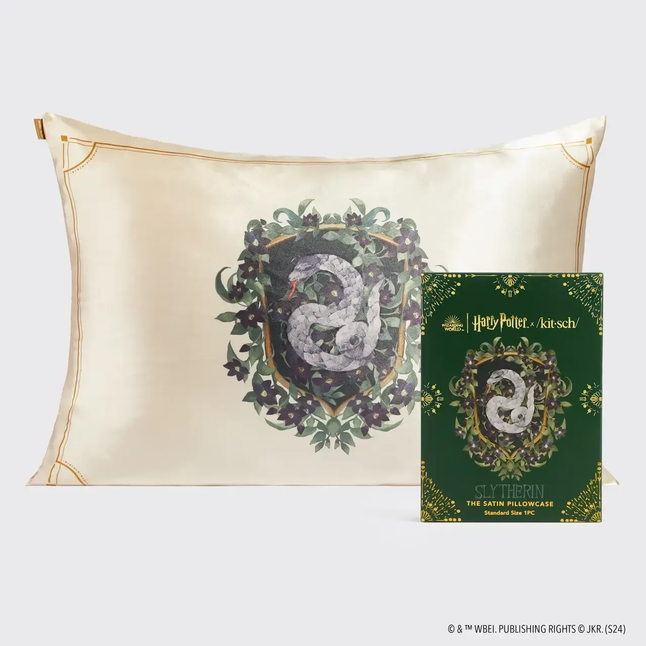 Harry Potter x Kitsch Satin Pillowcase Slytherin