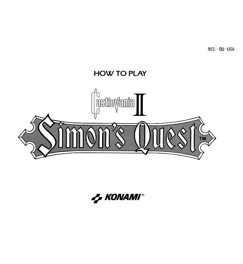 Castlevania 2 - Simon&#39;s Quest Reproduction Manual
