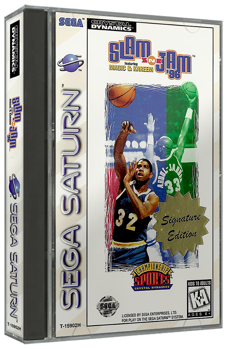 Slam&#39;n Jam 96 - Featuring Magic Kareem | NTSC | Sega Saturn | SS | En | Reproduction Case and Booklet - NO GAME