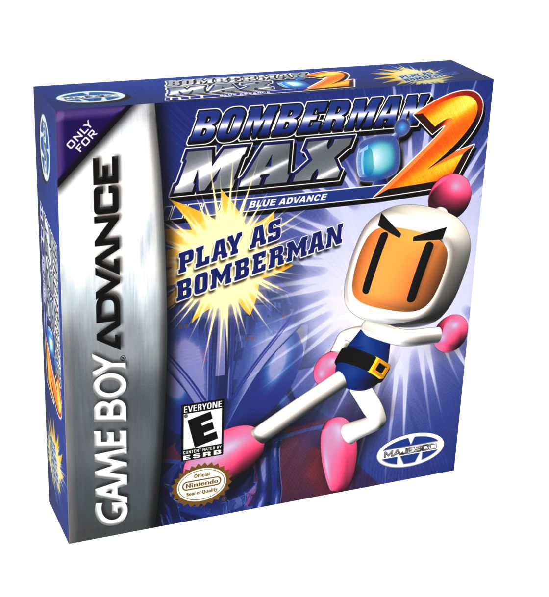 Bomberman Max 2 Blue Advance is in Your Hand Reproduction Box
