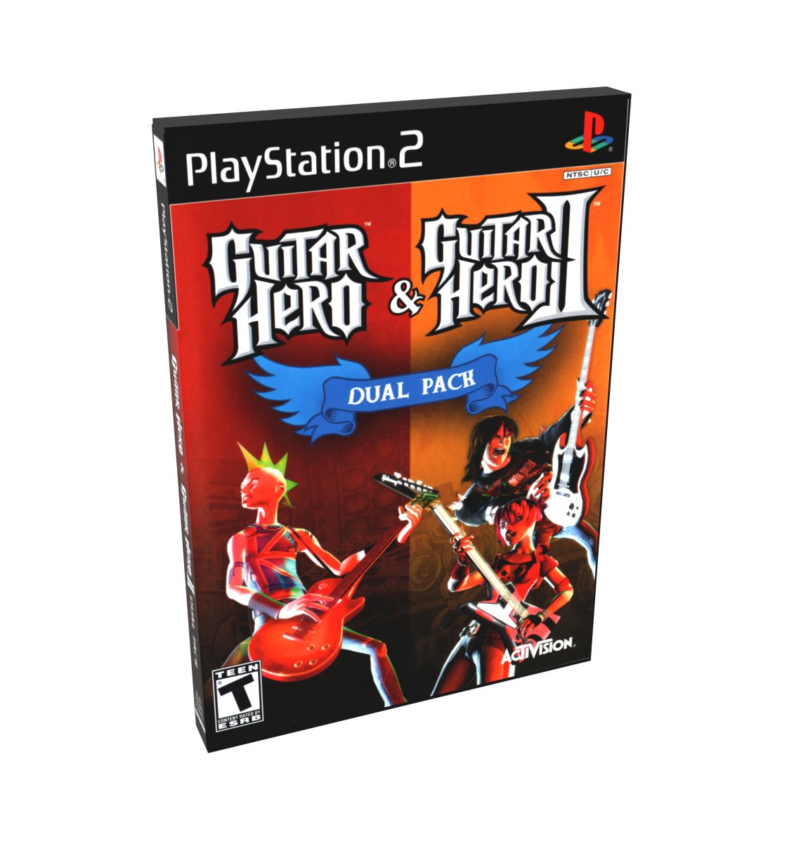 Guitar Hero &amp; Guitar Hero II Dual Pack | NTSC | Playstation 2 | PS2 | En | Reproduction Case and Booklet - NO GAME
