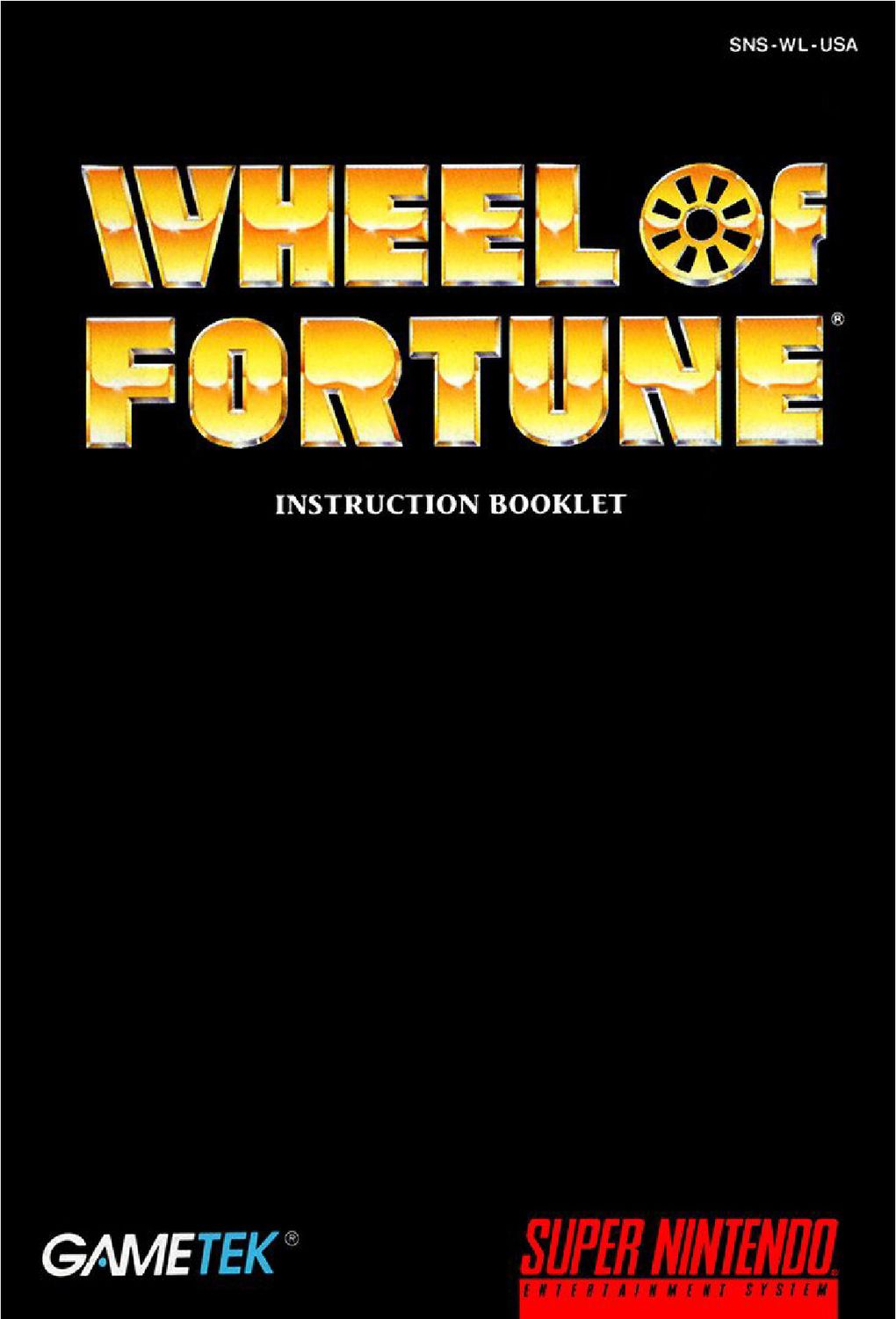Wheel of Fortune Reproduction Manual