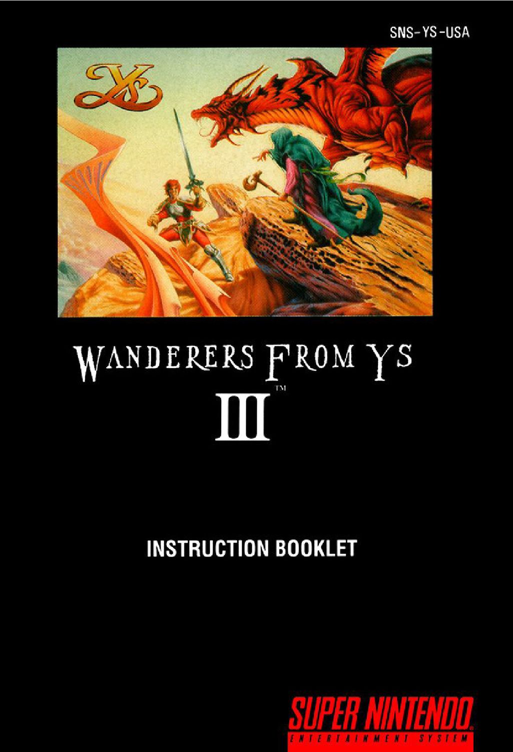 Ys III - Wanderers from Ys Reproduction Manual