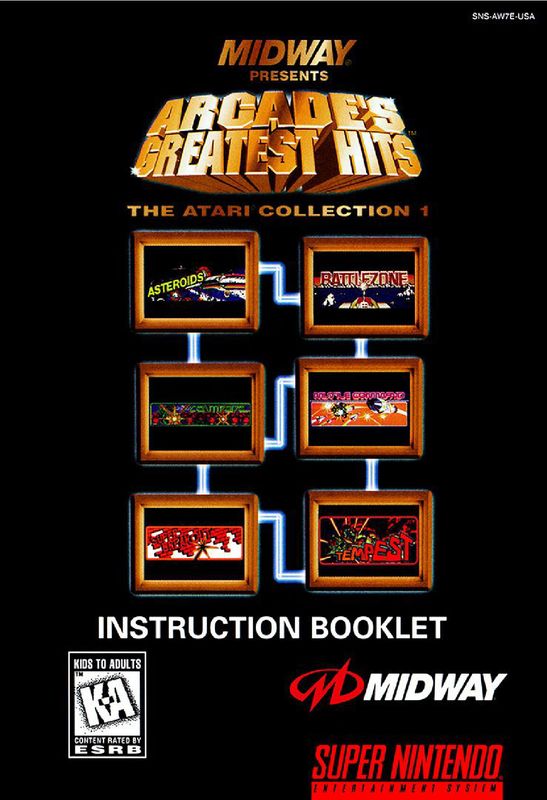 Arcade&#39;s Greatest Hits - The Atari Collection 1 Reproduction Manual