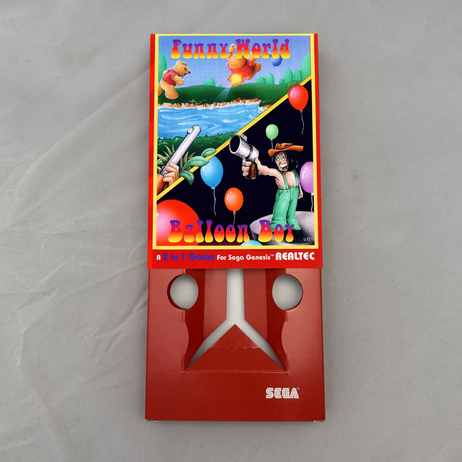 Funny World &amp; Balloon Boy | NTSC | Sega Genesis | Genesis | En | Reproduction Box and Inner Tray