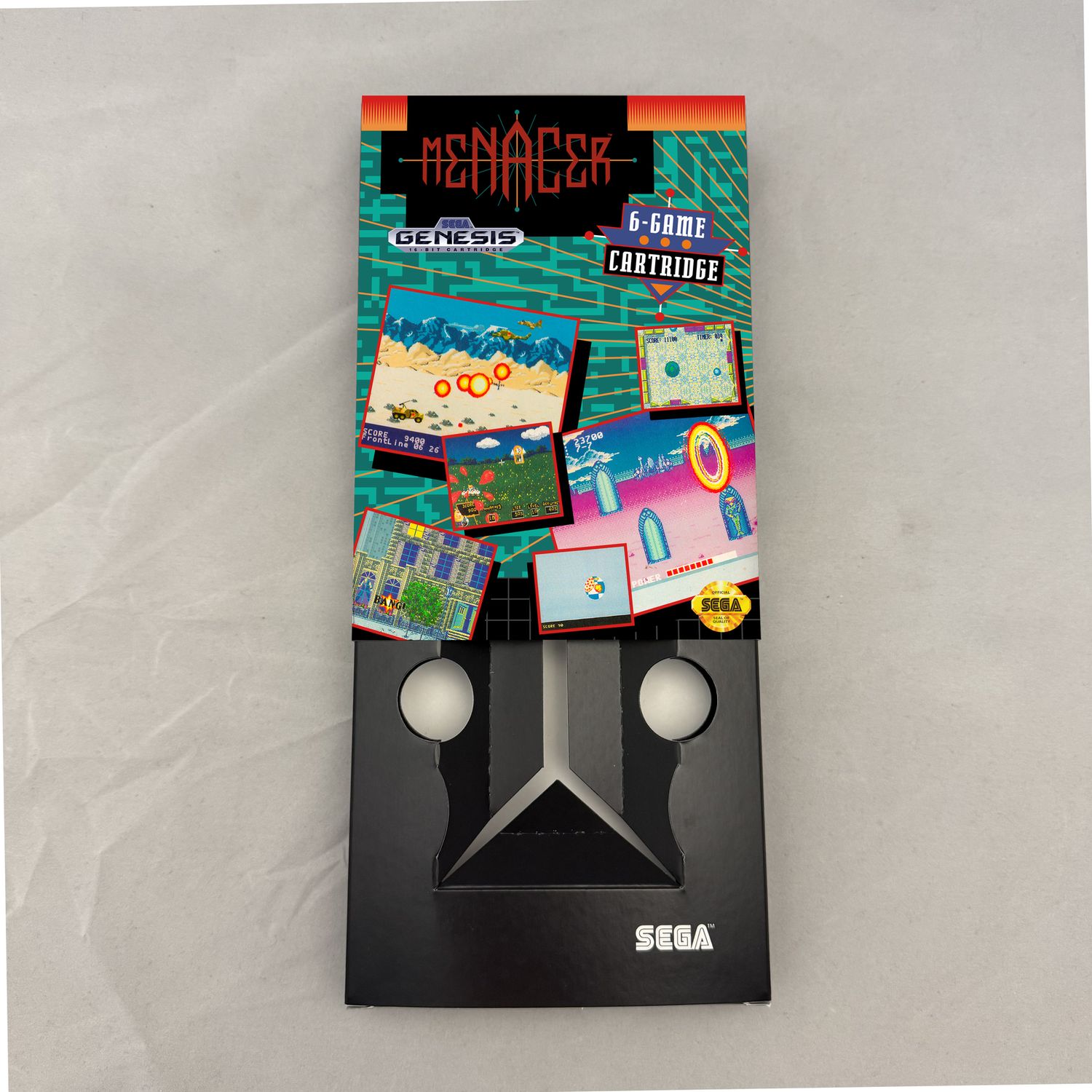 Menacer 6-Game Cartridge | NTSC | Sega Genesis | Genesis | En | Reproduction Box and Inner Tray