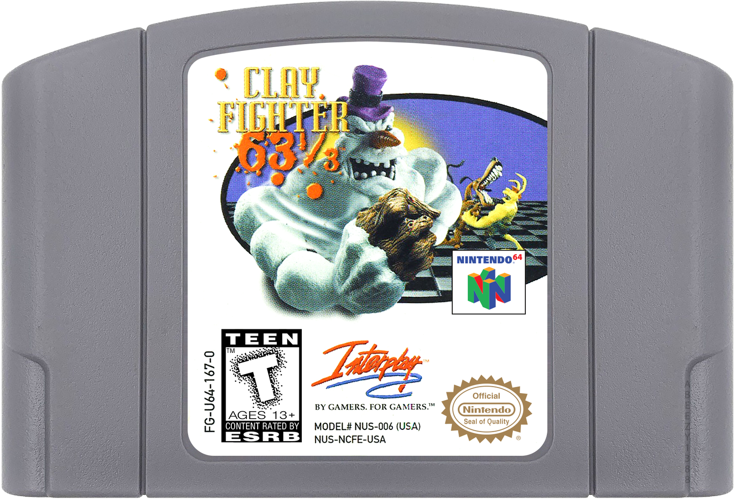 Clay Fighter 63 1-3 Cartridge Label